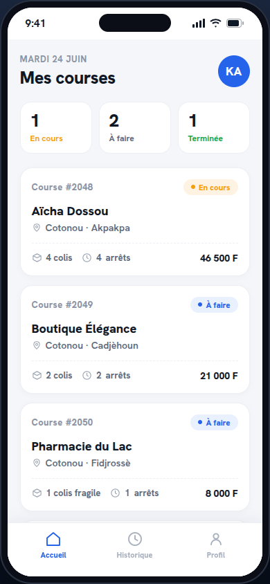 Écran livreur 1